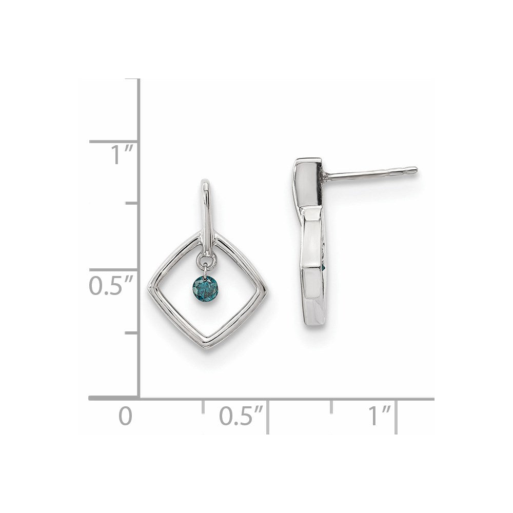 14k White Gold Blue Diamond Earrings