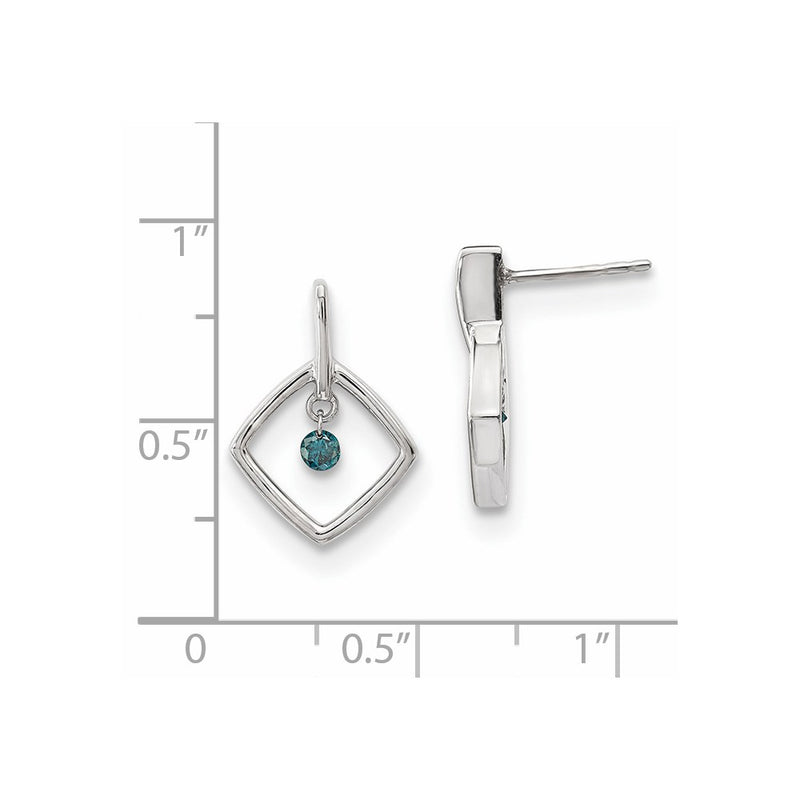 14k White Gold Blue Diamond Earrings