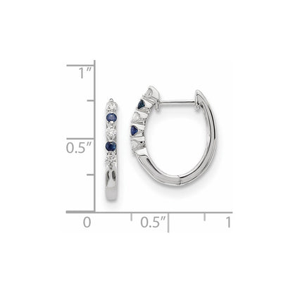 14k White Gold Blue/White Real Diamond Earrings