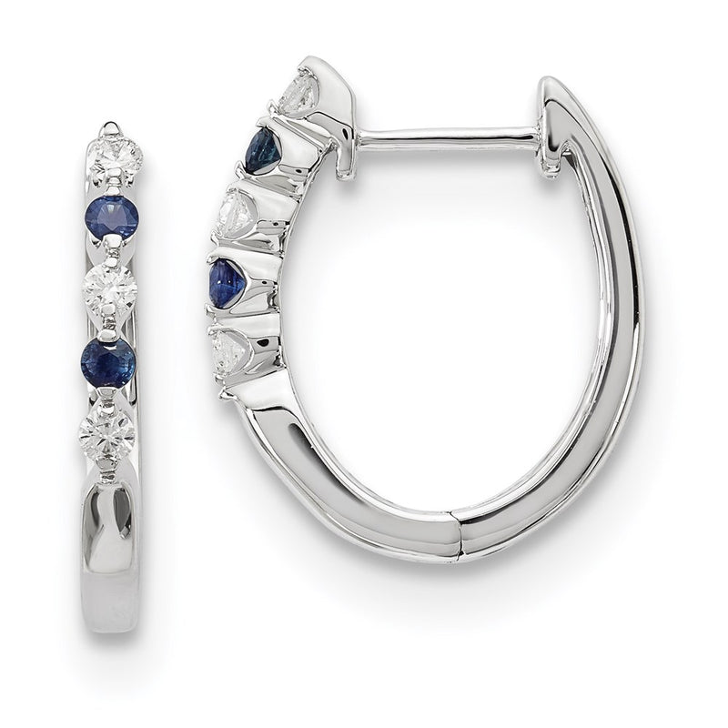 14k White Gold Blue/White Real Diamond Earrings