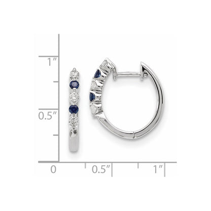 14k White Gold Blue/White Real Diamond Earrings