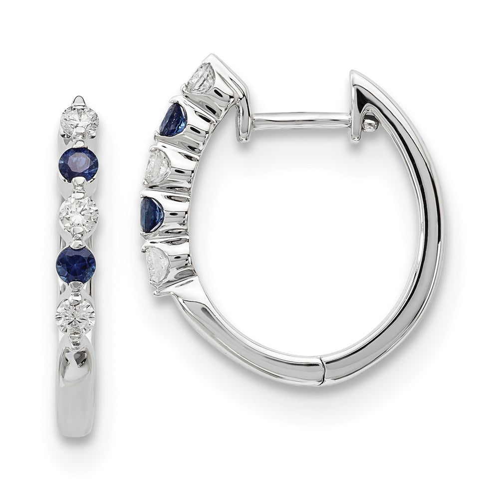 14k White Gold Blue/White Real Diamond Earrings