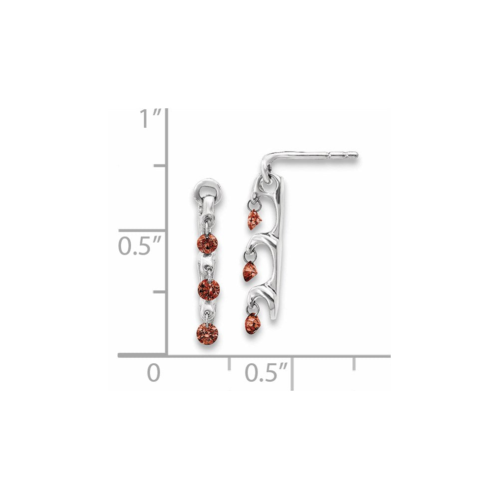 14k White Gold Red Real Diamond Earrings