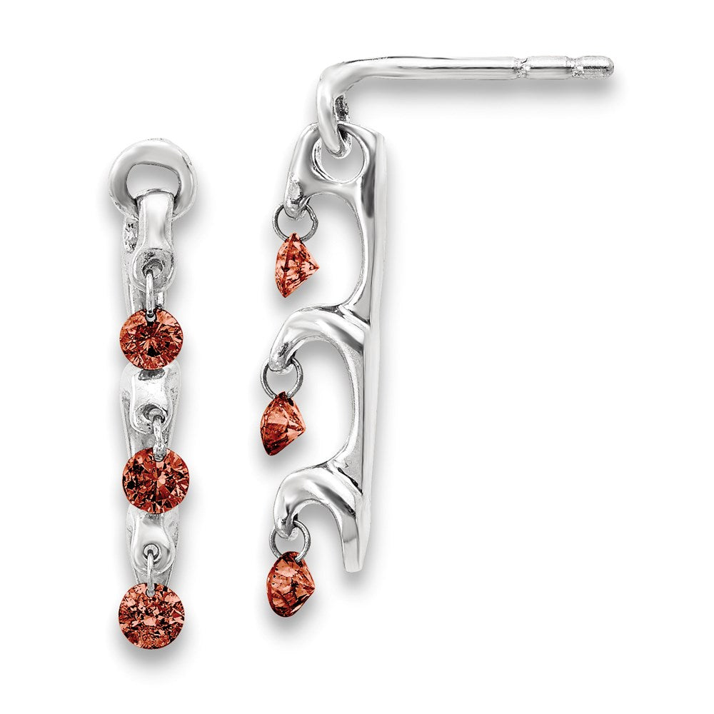 14k White Gold Red Real Diamond Earrings