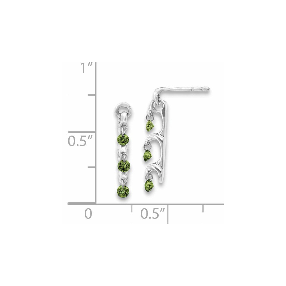 14k White Gold Green Real Diamond Earrings