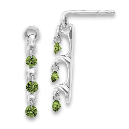 14k White Gold Green Real Diamond Earrings
