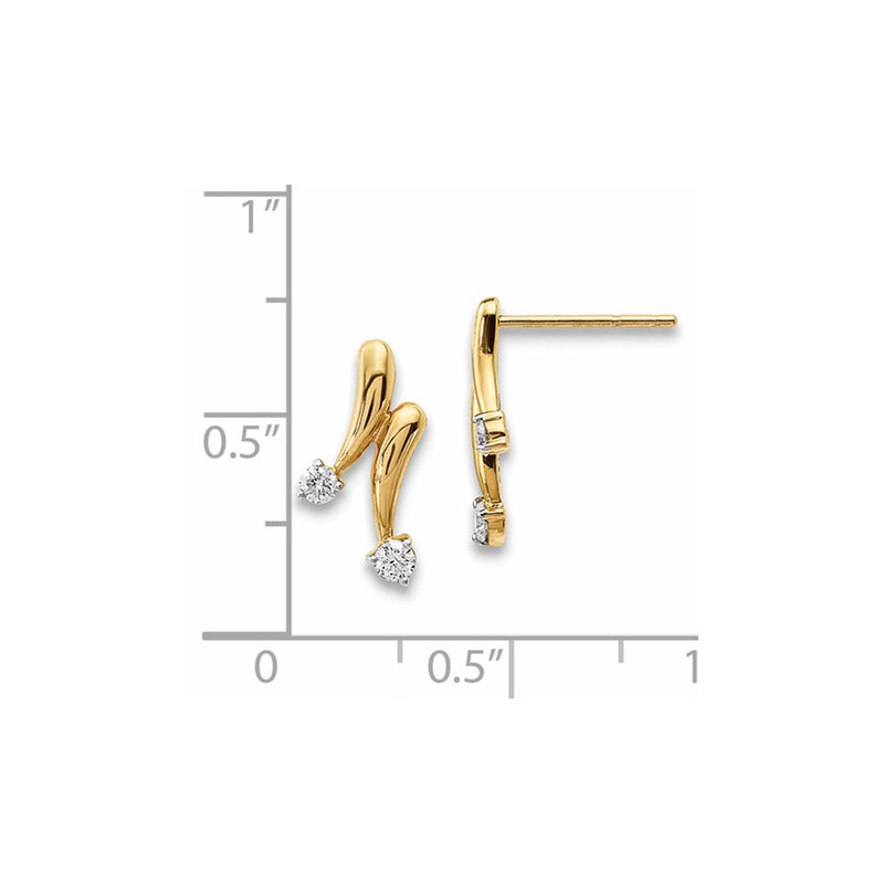 14k Yellow Gold Real Diamond Earrings