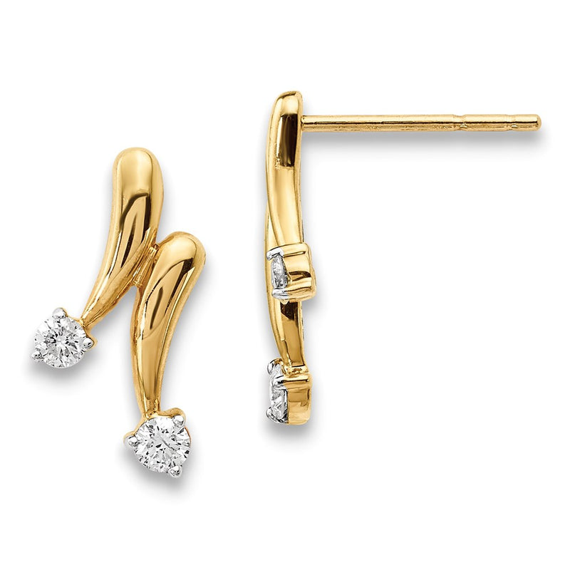 14k Yellow Gold Real Diamond Earrings