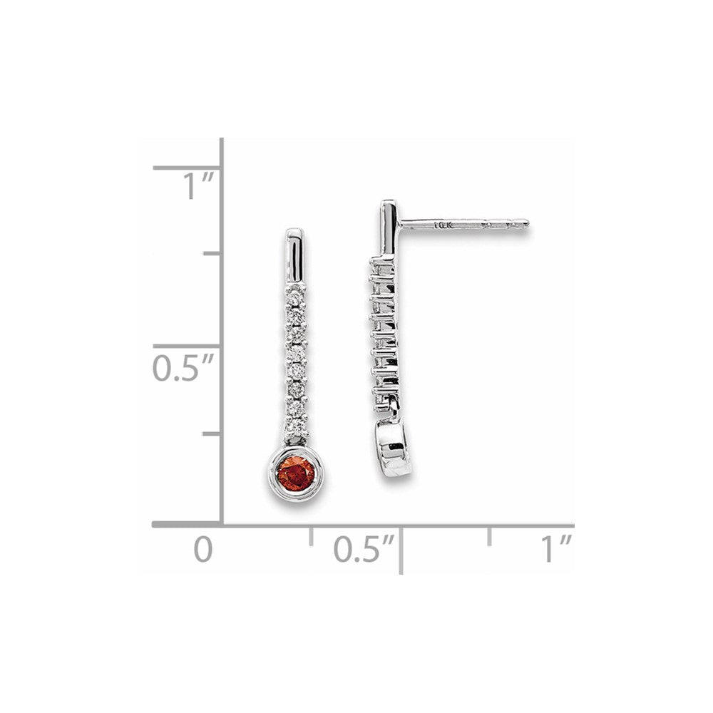 14k White Gold Red/White Real Diamond Earrings