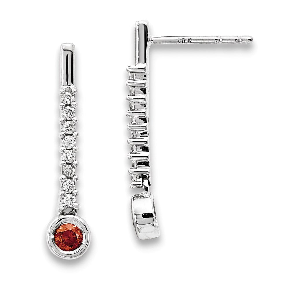 14k White Gold Red/White Real Diamond Earrings