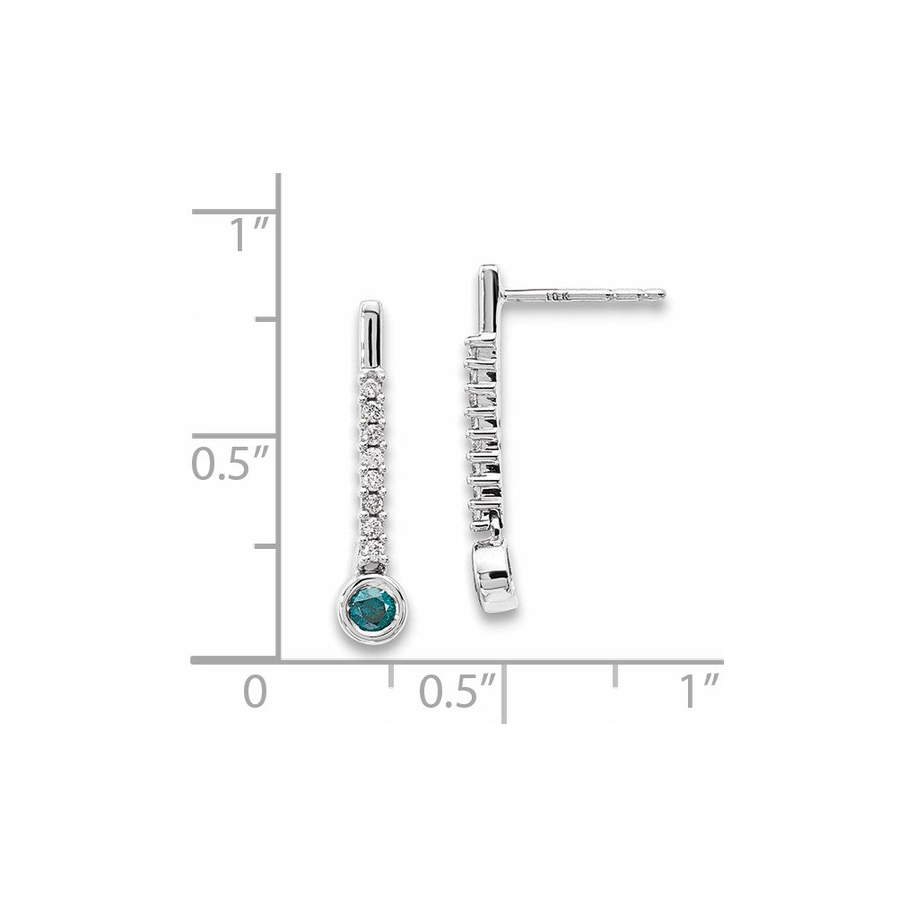 14k White Gold Blue/White Real Diamond Earrings