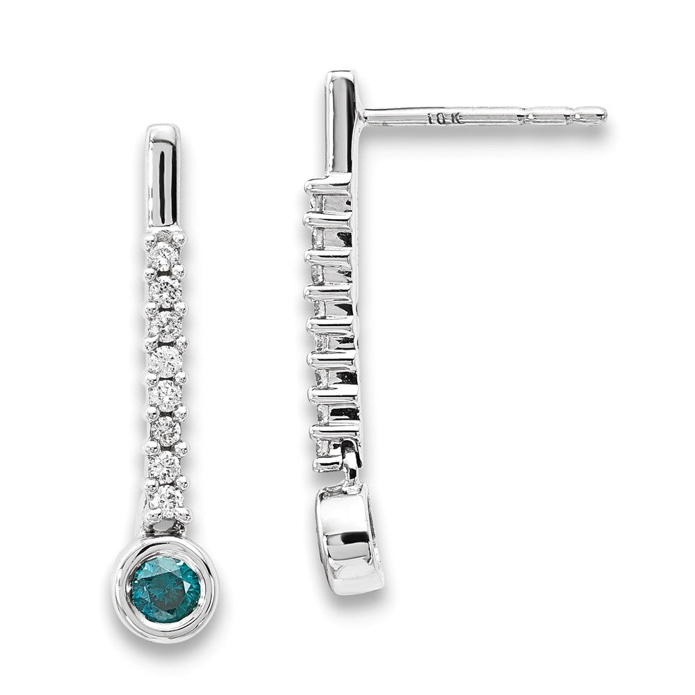 14k White Gold Blue/White Real Diamond Earrings