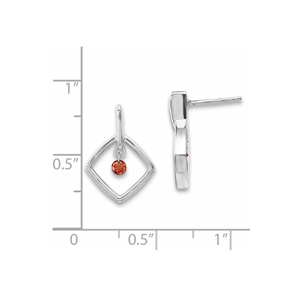 14k White Gold Red Real Diamond Earrings