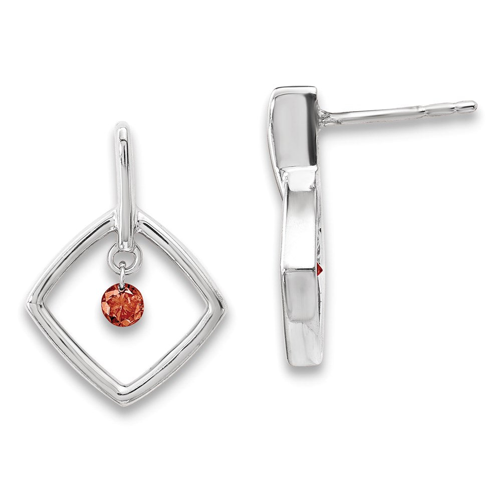 14k White Gold Red Real Diamond Earrings