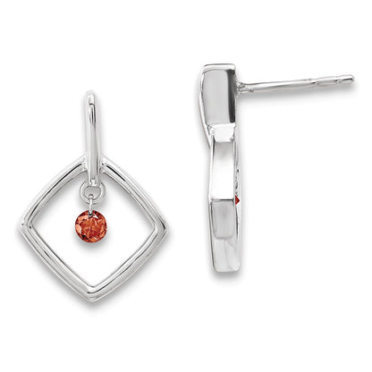 14k White Gold Red Real Diamond Earrings