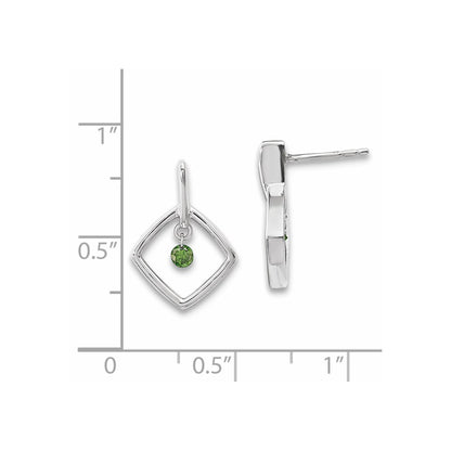 14k White Gold Green Real Diamond Earrings