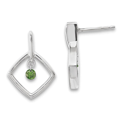 14k White Gold Green Real Diamond Earrings
