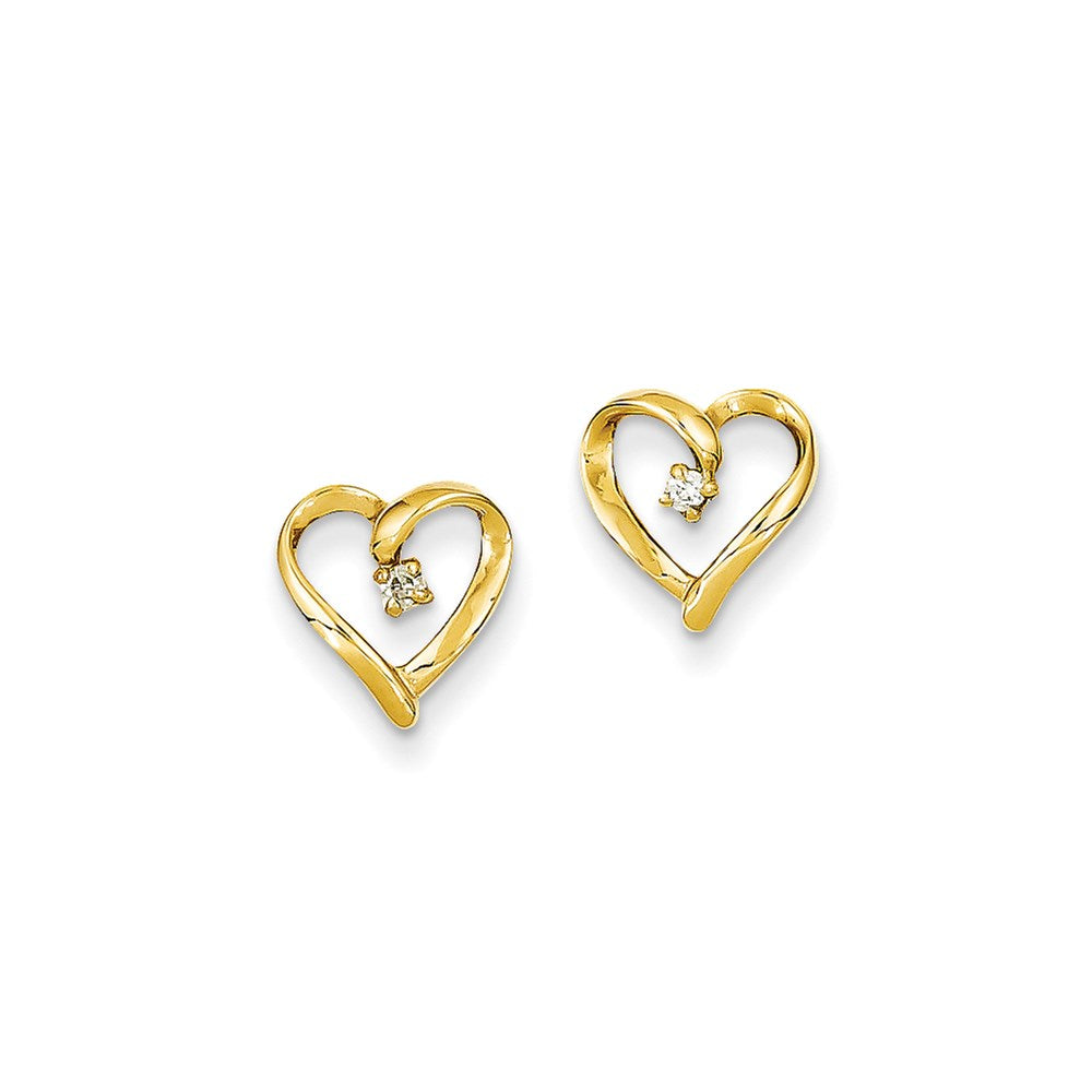 14k Yellow Gold Real Diamond heart Earrings XE46A