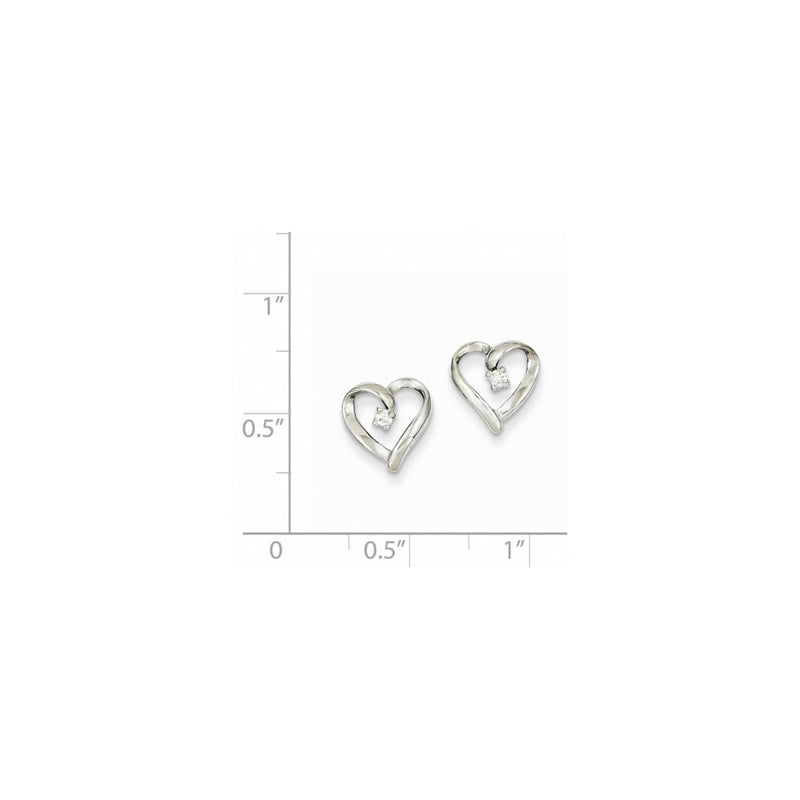 14k White Gold AA Real Diamond Heart Earrings