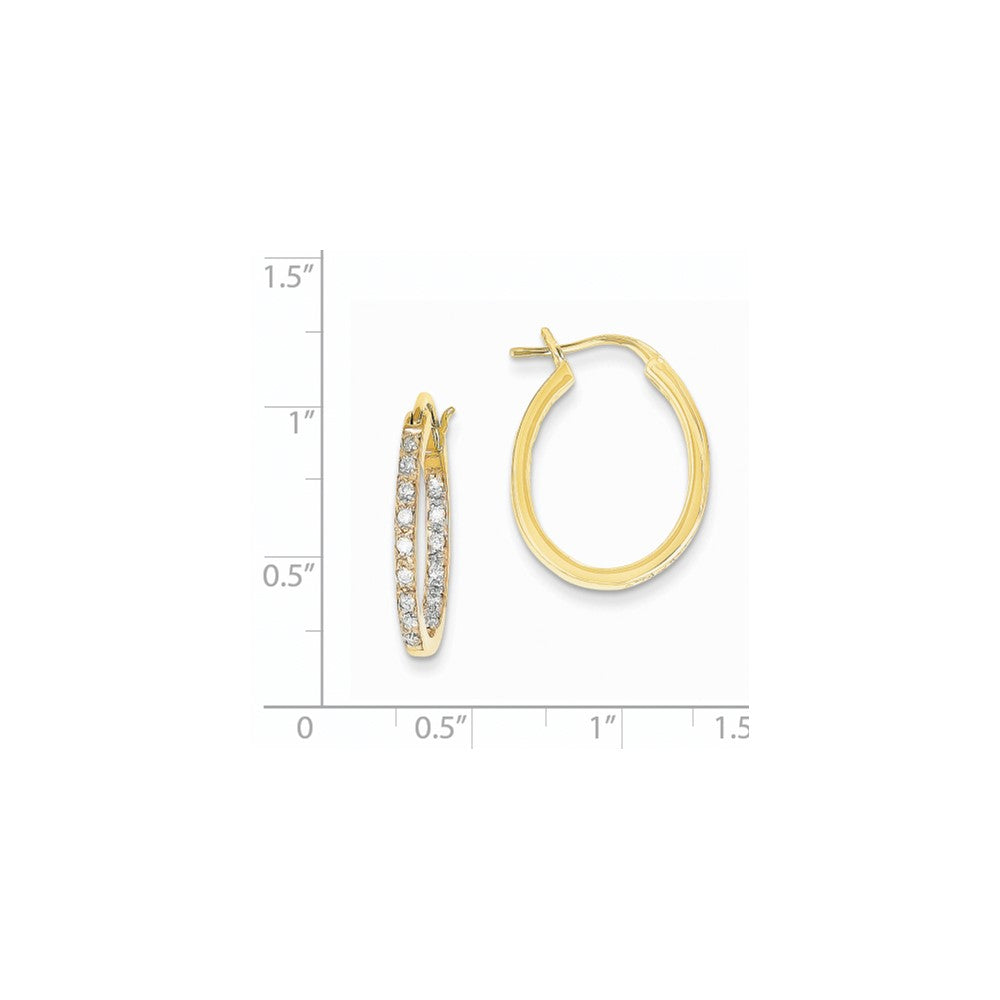 14k Yellow Gold AA Quality Completed Real Diamond In/Out Hoop Earrings