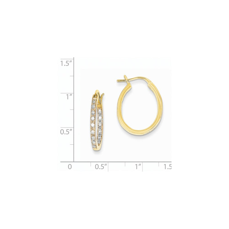 14k Yellow Gold AA Quality Completed Real Diamond In/Out Hoop Earrings