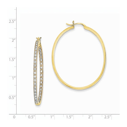 14k Yellow Gold AA Quality Completed Real Diamond In/Out Hoop Earrings