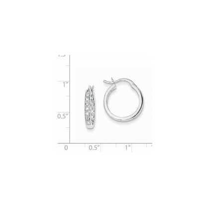 14k White Gold AA Real Diamond In/Out Hoop Earrings
