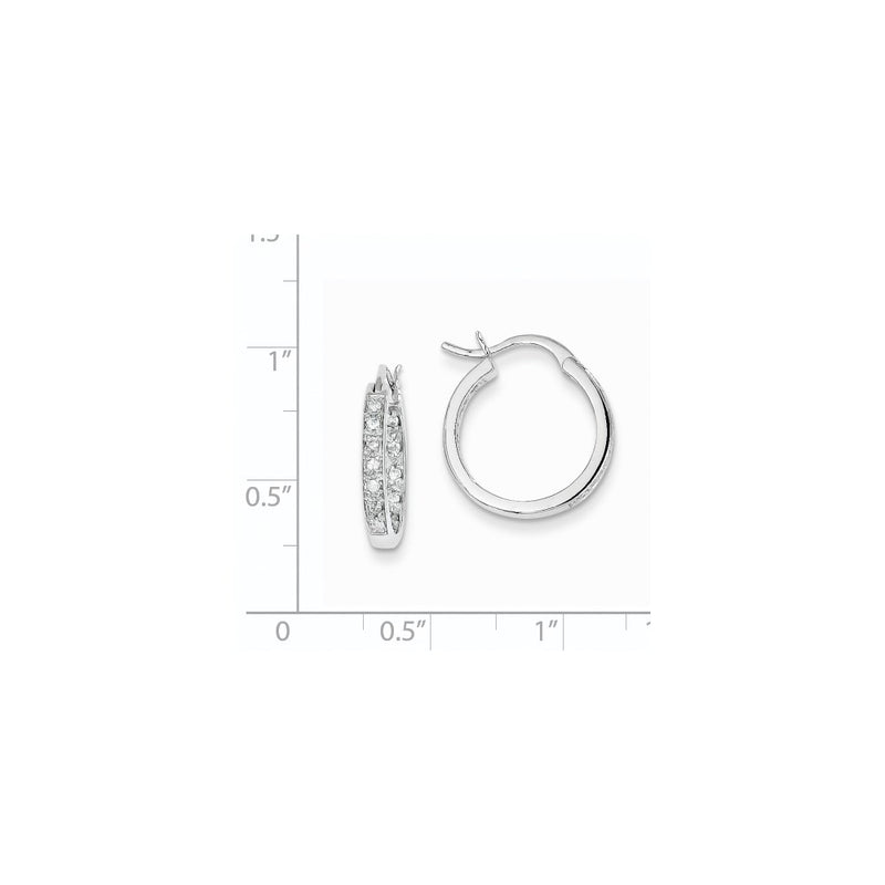14k White Gold AA Real Diamond In/Out Hoop Earrings