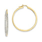 14k Yellow Gold AA Quality Completed Real Diamond In/Out Hoop Earrings