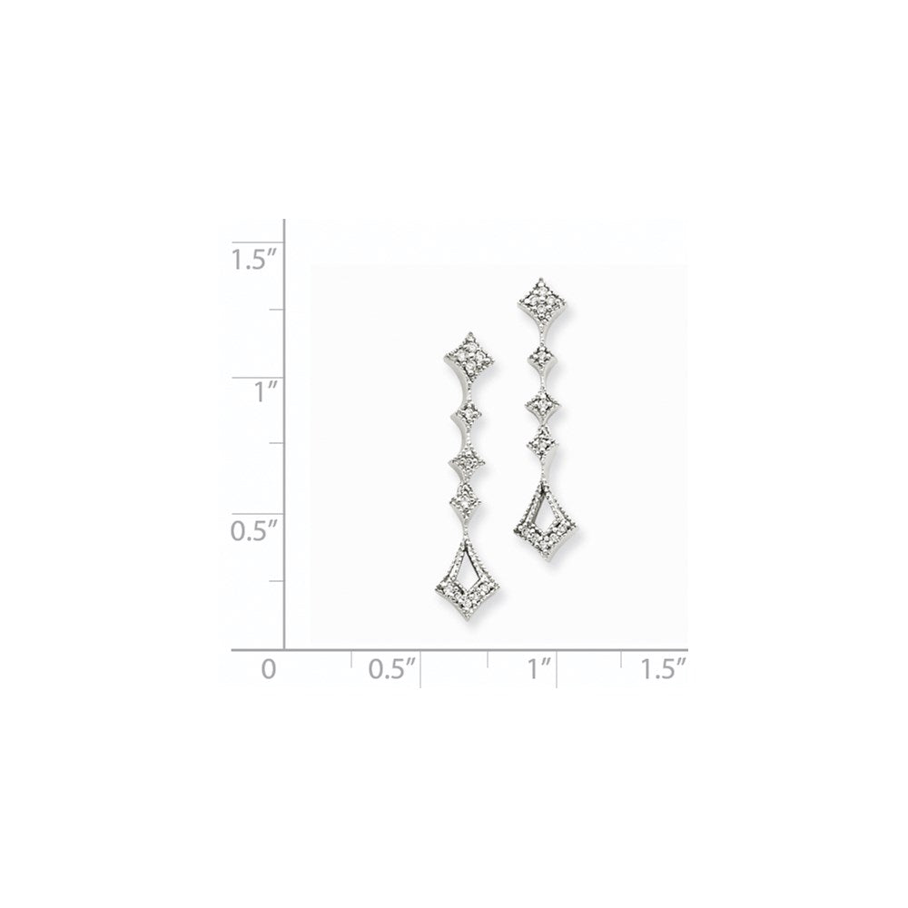 14k White Gold AA Real Diamond Vintage Earrings