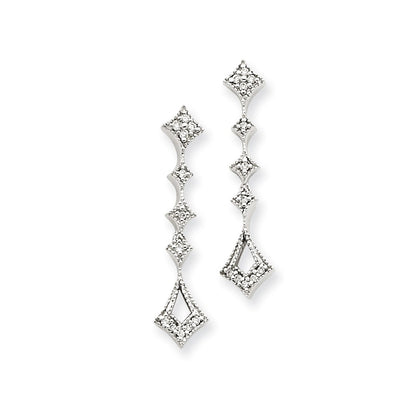 14k White Gold AA Real Diamond Vintage Earrings