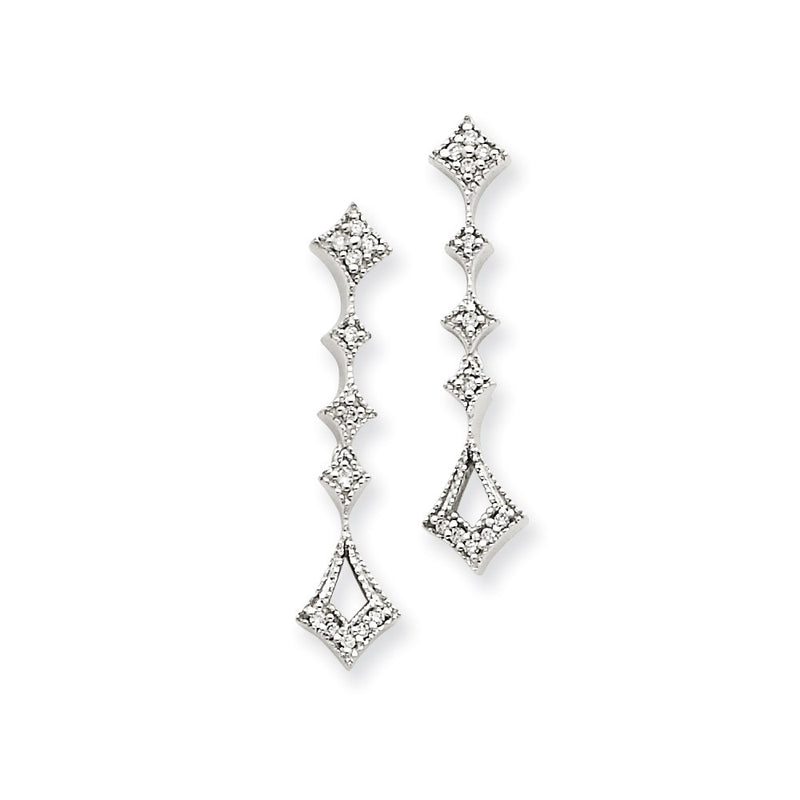 14k White Gold AA Real Diamond Vintage Earrings