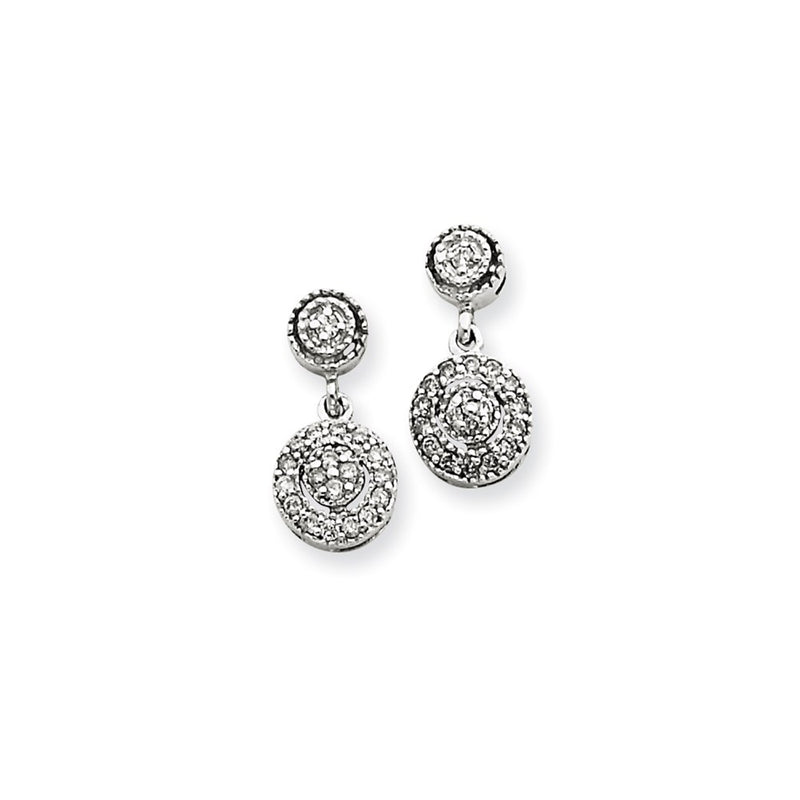 14k White Gold AA Real Diamond Vintage Earrings