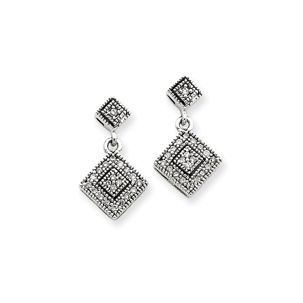 14k White Gold AA Quality Completed Real Diamond Vintage Earrings