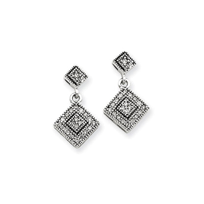 14k White Gold AA Quality Completed Real Diamond Vintage Earrings
