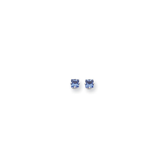 14k White Gold 4mm Princess Cut Tsavorite Earrings XE60WTV