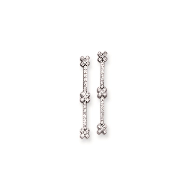 14k White Gold AA Quality Completed Real Diamond Vintage Earrings