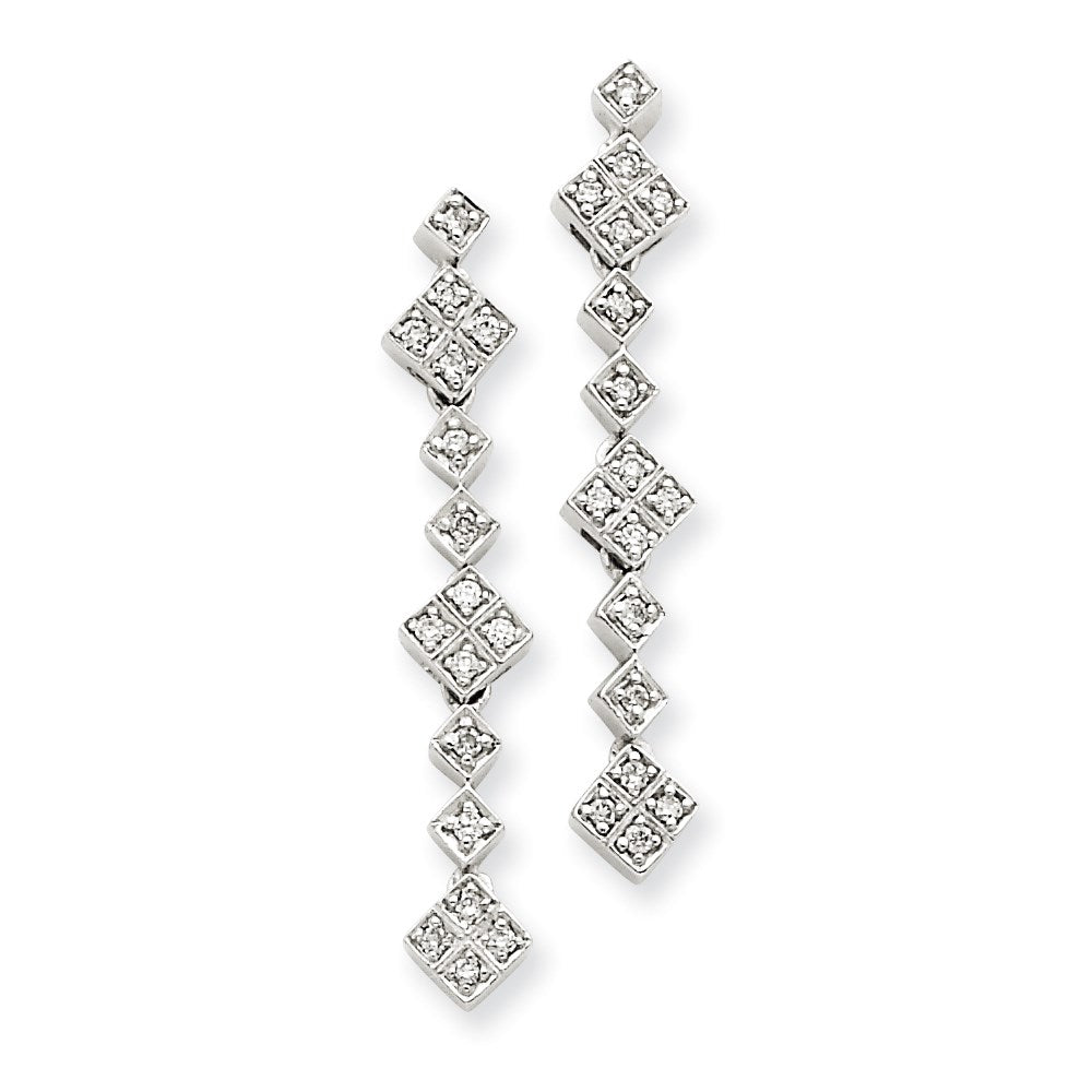 14k White Gold AA Quality Completed Real Diamond Vintage Earrings