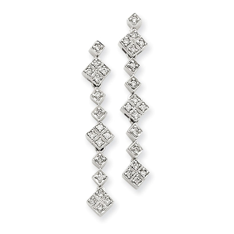 14k White Gold AA Quality Completed Real Diamond Vintage Earrings