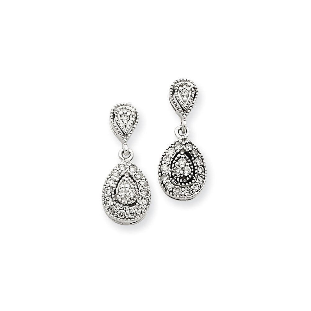 14k White Gold AA Quality Completed Real Diamond Vintage Earrings