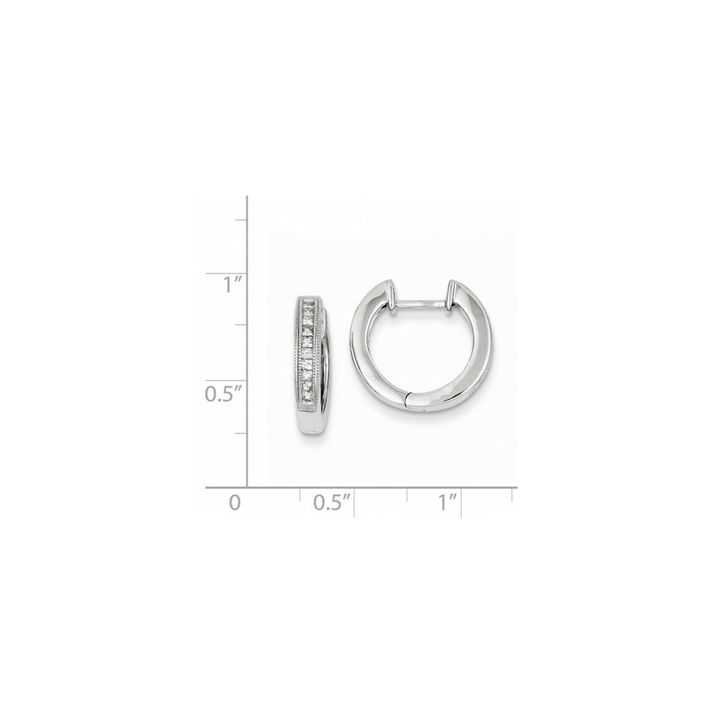 14k White Gold Real Diamond Hoop Earrings