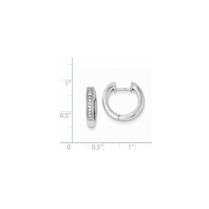 14k White Gold Real Diamond Hoop Earrings