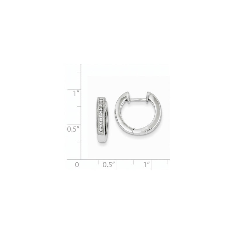 14k White Gold Real Diamond Hoop Earrings