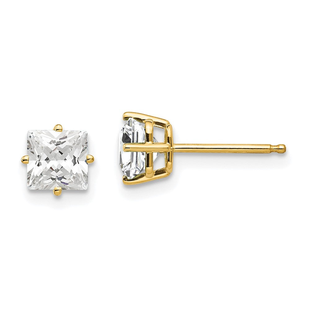 14k Yellow Gold 5mm Cubic Zirconia Earrings