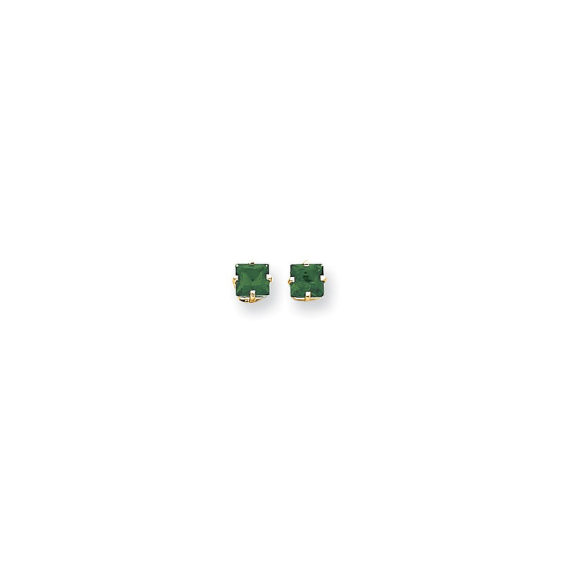 14k Yellow Gold 5mm Princess Cut Mount St. Helens Earrings