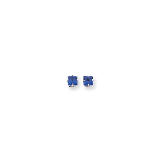 14k White Gold 5mm Princess Cut Tsavorite Earrings XE61WTV