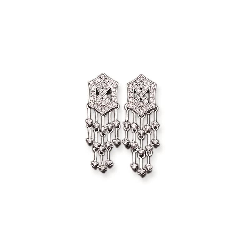 14k White Gold AA Quality Completed Real Diamond Vintage Earrings