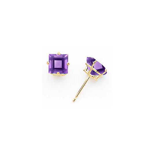 14k Yellow Gold 4mm Princess Cut Tsavorite Earrings