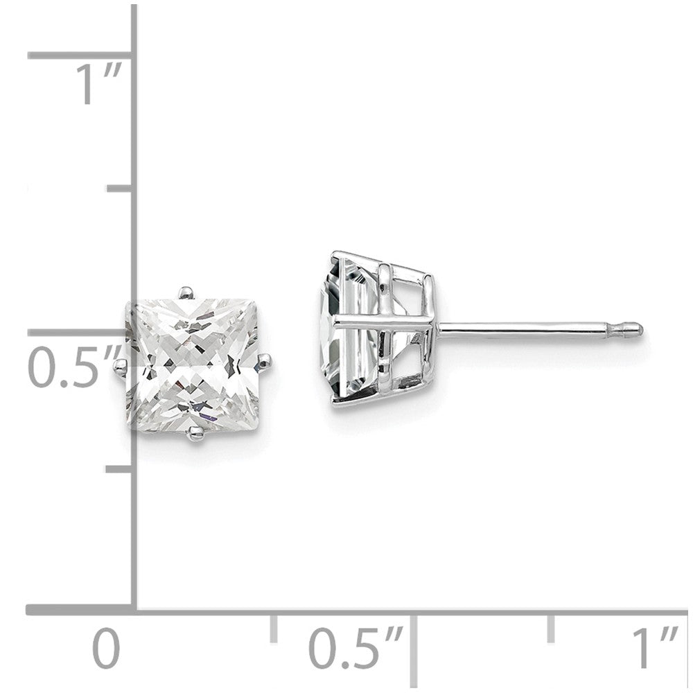 14k White Gold 6mm Princess Cut Cubic Zirconia Earrings