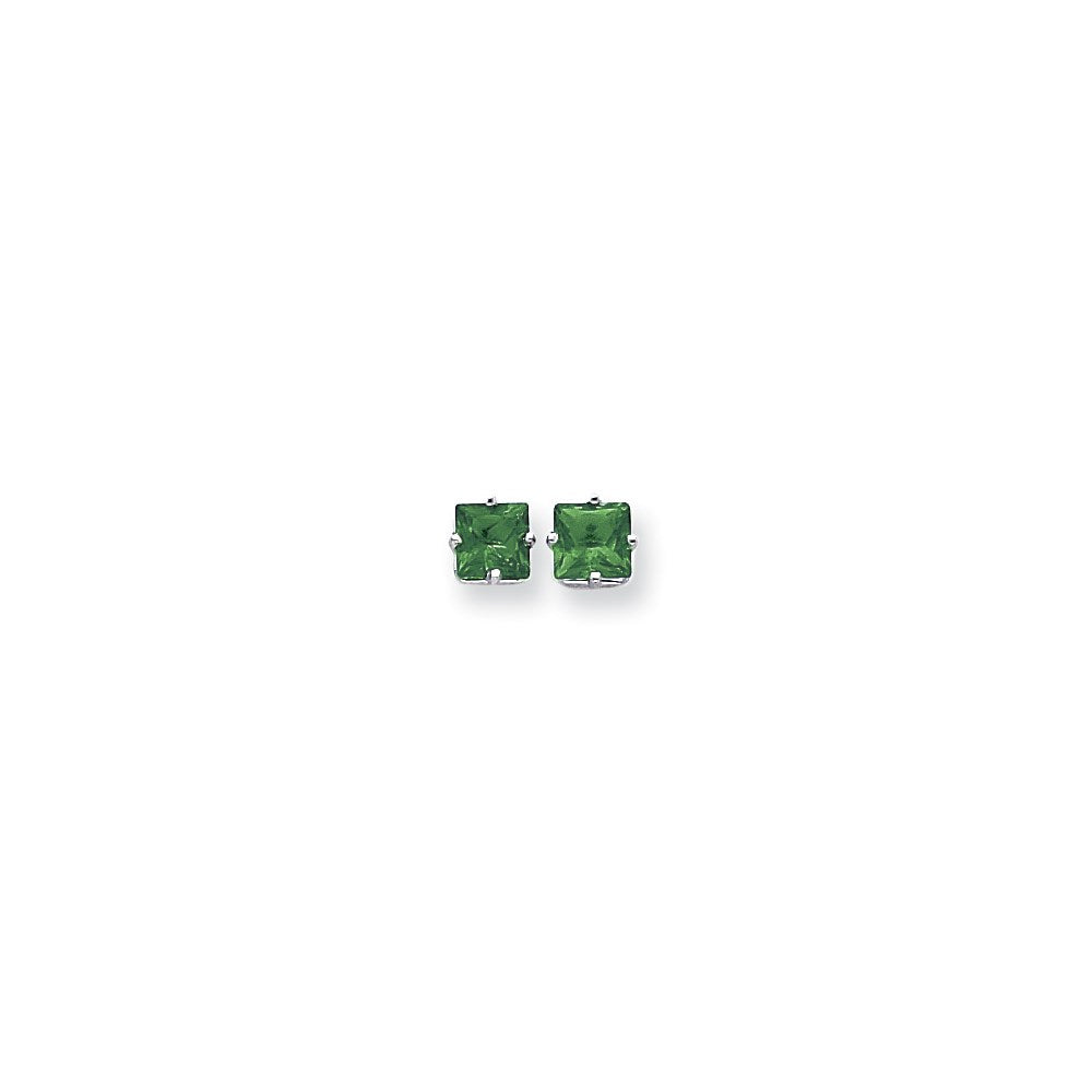 14k White Gold 6mm Princess Cut Mount St. Helens Earrings